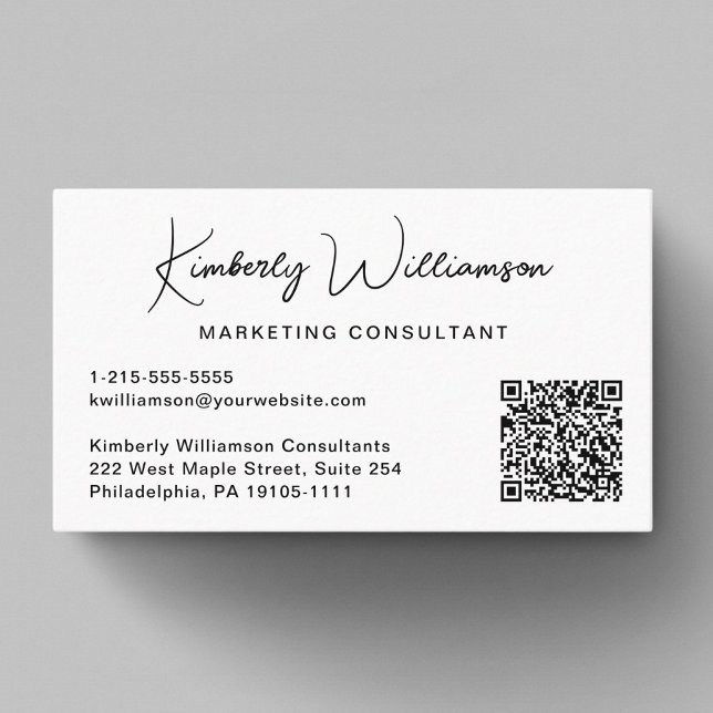 Tarjeta De Visita Código QR de guión moderno profesional (Capture attention, make connections, and leave a lasting impression with our modern QR business card)