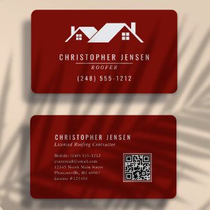 Tarjeta De Visita Código QR de hojalatero simple burgundy redondeado