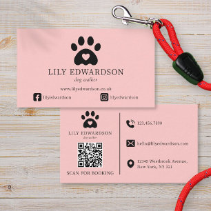 Tarjeta De Visita Código QR de huella de perro para paseador de perr