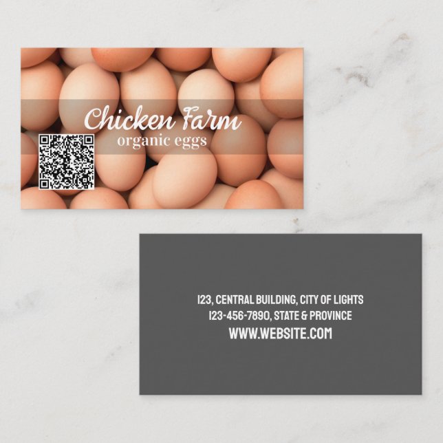Tarjeta De Visita Código QR de huevos orgánicos (Anverso / Reverso)