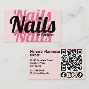 Tarjeta De Visita Código QR de icono social atrevido rosa sonrosado 