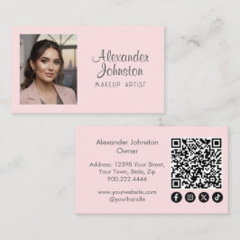 Tarjeta De Visita Código QR de icono social con escritura en tono ro