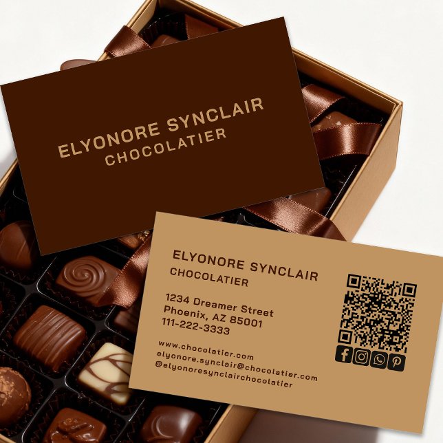 Tarjeta De Visita Código QR de icono social de chocolatero marrón el (Subido por el creador)