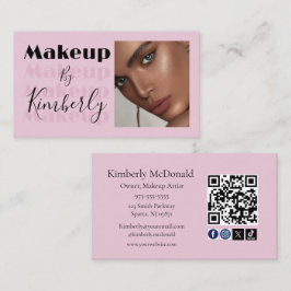 Tarjeta De Visita Código QR de icono social de escritura en rosa rub