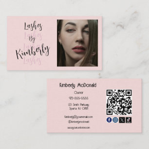 Tarjeta De Visita Código QR de Icono Social de Escritura en Rosa Rub