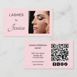 Tarjeta De Visita Código QR de Icono Social de Escritura en Rosa Son
