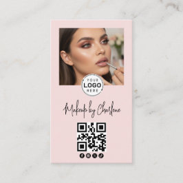 Tarjeta De Visita Código QR de icono social de escritura en rosa son