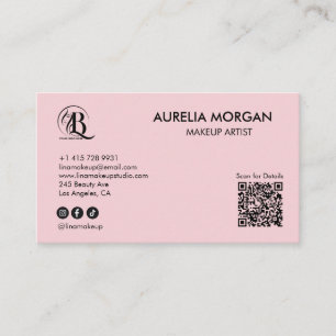 Tarjeta De Visita Código QR de icono social de escritura en rosa son