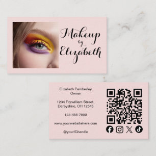 Tarjeta De Visita Código QR de icono social de escritura en rosa son