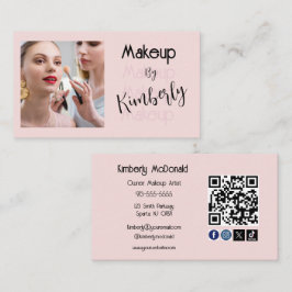 Tarjeta De Visita Código QR de icono social de escritura en rosa son