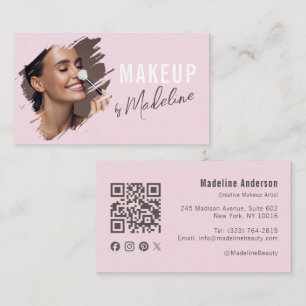 Tarjeta De Visita Código QR de icono social de escritura en rosa son