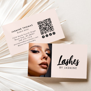 Tarjeta De Visita Código QR de Icono Social de Escritura en Rosa Son