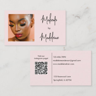 Tarjeta De Visita Código QR de icono social de escritura en rosa son
