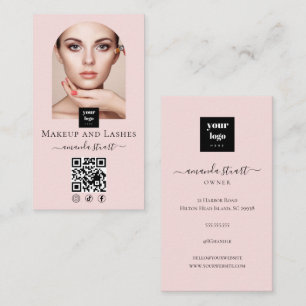 Tarjeta De Visita Código QR de icono social de escritura en rosa son
