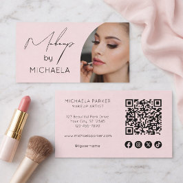 Tarjeta De Visita Código QR de icono social de escritura rosa rubor 