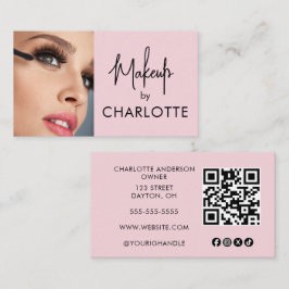 Tarjeta De Visita Código QR de icono social de escritura rosa sonroj