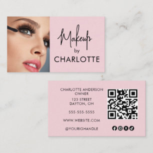 Tarjeta De Visita Código QR de icono social de escritura rosa sonroj
