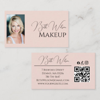 Tarjeta De Visita Código QR de icono social de escritura rosa sonroj