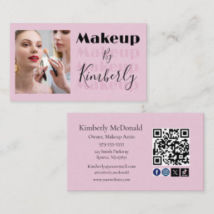 Tarjeta De Visita Código QR de icono social de escritura rosa sonroj