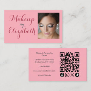 Tarjeta De Visita Código QR de icono social de escritura rosa sonroj