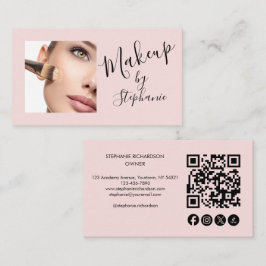 Tarjeta De Visita Código QR de icono social de escritura rosa sonroj