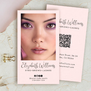 Tarjeta De Visita Código QR de icono social de escritura rosa sonroj