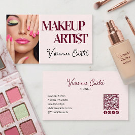 Tarjeta De Visita Código QR de icono social de escritura rosa sonroj