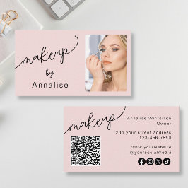 Tarjeta De Visita Código QR de icono social de escritura rosa sonroj