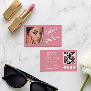 Tarjeta De Visita Código QR de icono social de escritura rosa sonroj