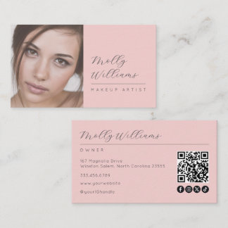 Tarjeta De Visita Código QR de icono social de escritura rosa sonroj