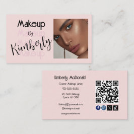 Tarjeta De Visita Código QR de icono social de escritura rosa sonroj