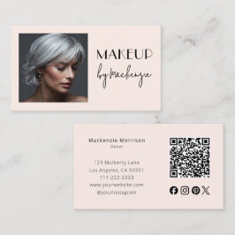 Tarjeta De Visita Código QR de icono social de escritura rosa sonroj