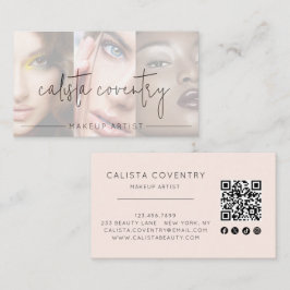Tarjeta De Visita Código QR de icono social de escritura rosa sonroj