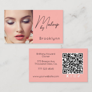 Tarjeta De Visita Código QR de icono social de escritura rosa sonros
