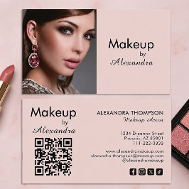 Tarjeta De Visita Código QR de icono social de escritura rosa sonros