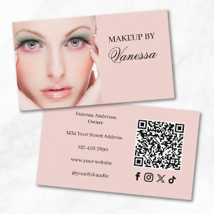Tarjeta De Visita Código QR de icono social de escritura rosa sonros