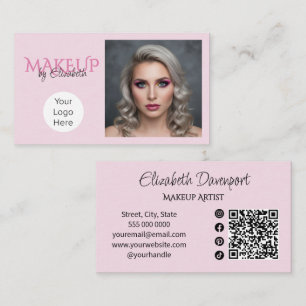 Tarjeta De Visita Código QR de icono social de escritura rosa sonros