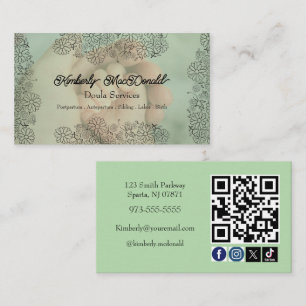 Tarjeta De Visita Código QR de icono social de guion de doula en Ver