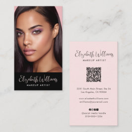Tarjeta De Visita Código QR de icono social de rosa sonrojado con gu