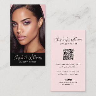 Tarjeta De Visita Código QR de icono social de rosa sonrojado con gu