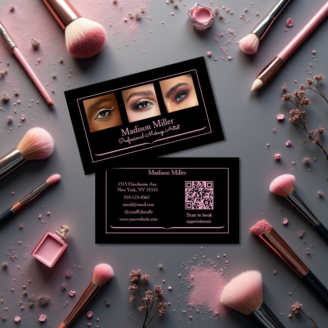 Tarjeta De Visita Código QR de icono social negro rosa sonrosado Fot (Subido por el creador)