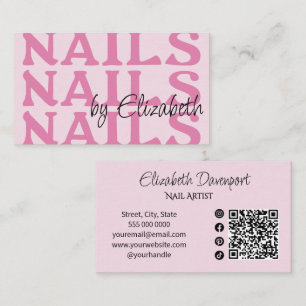 Tarjeta De Visita Código QR de icono social negro rosa sonrosado Sal