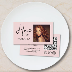 Tarjeta De Visita Código QR de icono social rosa sonrojado Foto Esti