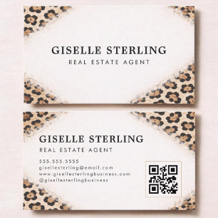 Tarjeta De Visita Código QR de impresión de leopardo guepardo agente