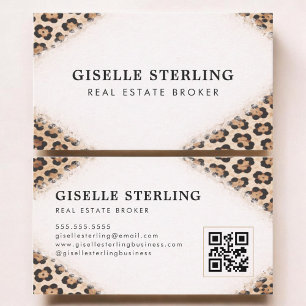 Tarjeta De Visita Código QR de impresión de leopardo guepardo de cor