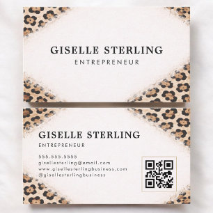 Tarjeta De Visita Código QR de impresión de leopardo guepardo empren