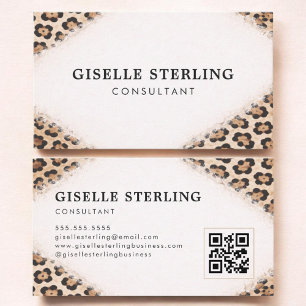 Tarjeta De Visita Código QR de impresión de leopardo guepardo para c
