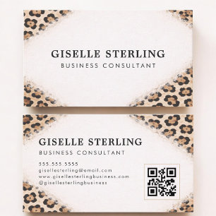 Tarjeta De Visita Código QR de impresión de leopardo guepardo profes
