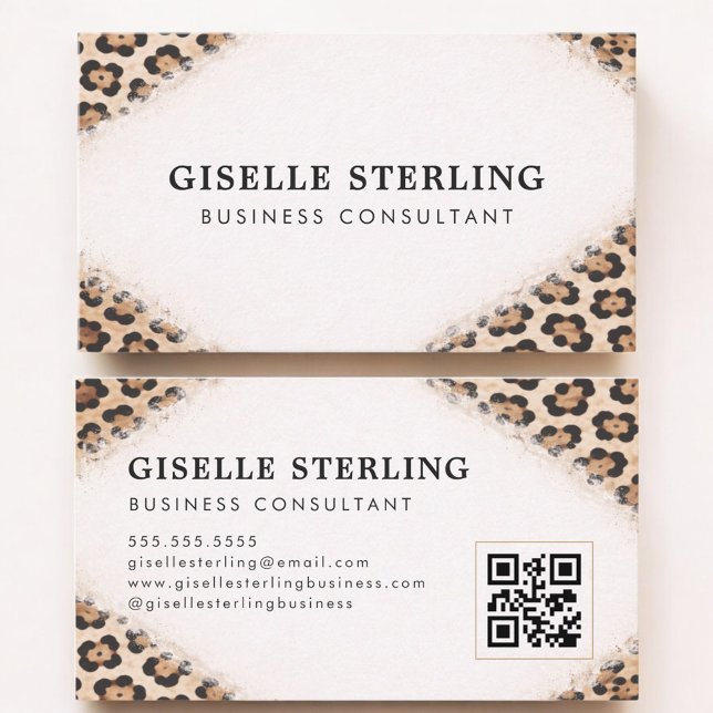 Tarjeta De Visita Código QR de impresión de leopardo guepardo profes (Subido por el creador)