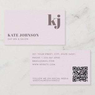 Tarjeta De Visita Código QR de iniciales de Spa de Día Salón Femenin